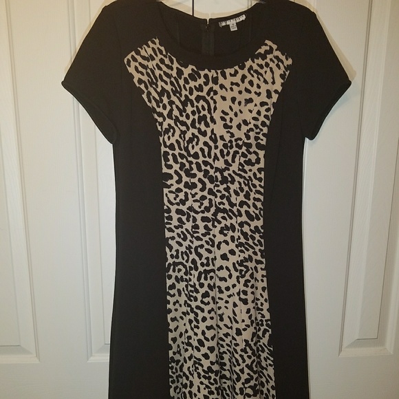 Sandra Darren size 16, blk w/cheetah print dress - Picture 1 of 7